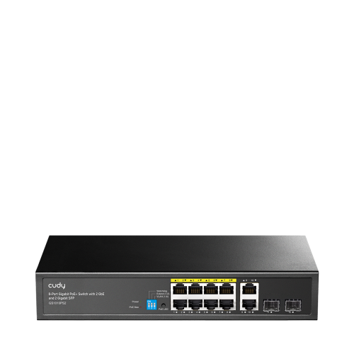 CUDY GS1010PS2 V2.0 8-Port Gigabit PoE Unmanaged Switch + 2× SFP
